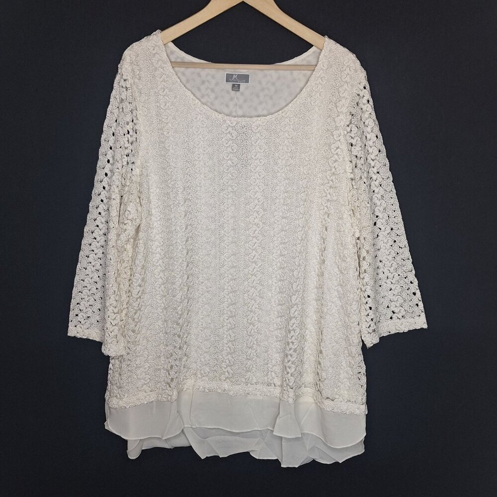 NWT JM Collection Cream Blouse Top Size 2X/3X Formal Chic Preppy Flowy - Picture 8 of 8
